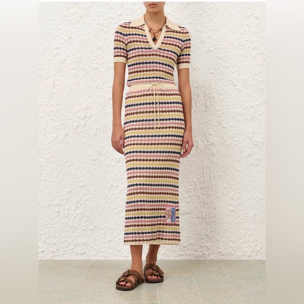 Zimmermann Awaken Scallop Knit Midi Set, Size 1